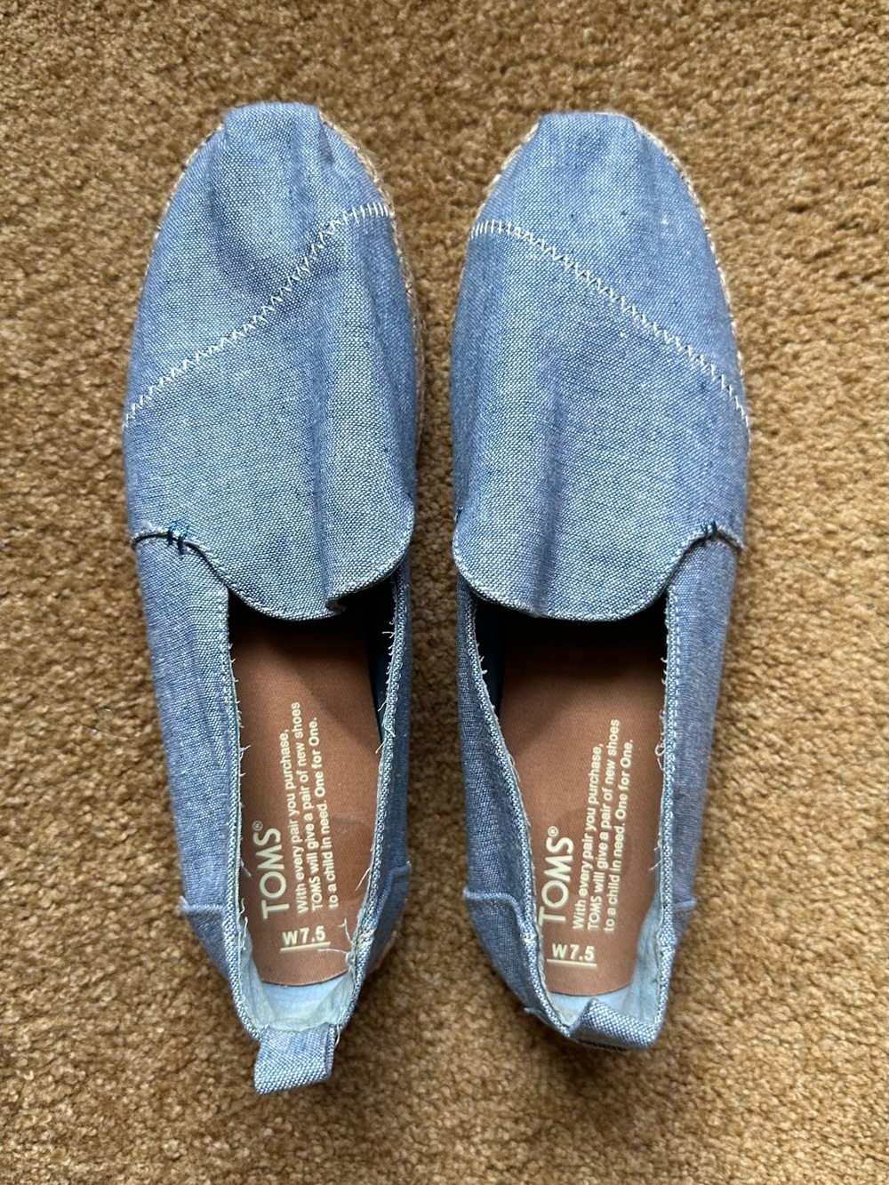 TOMS Women's Deconstructed Alpargata Rope Espadrilles in the Blue Slub Chambray